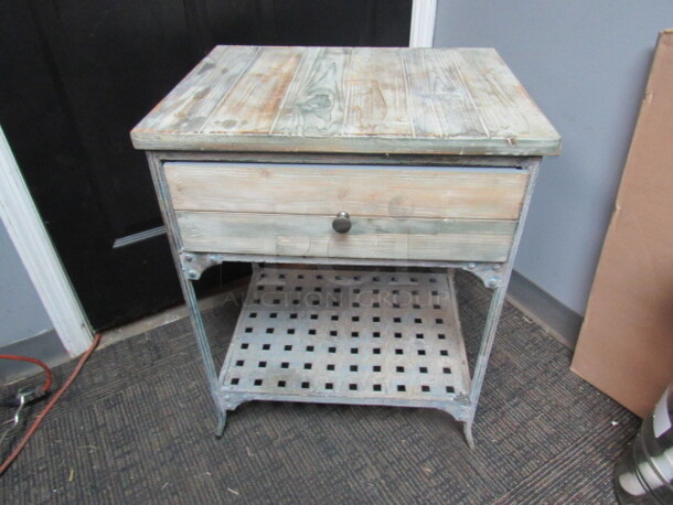 One NEW Wooden Side Table With 1 Drawer And Under Shelf. 20X16X26