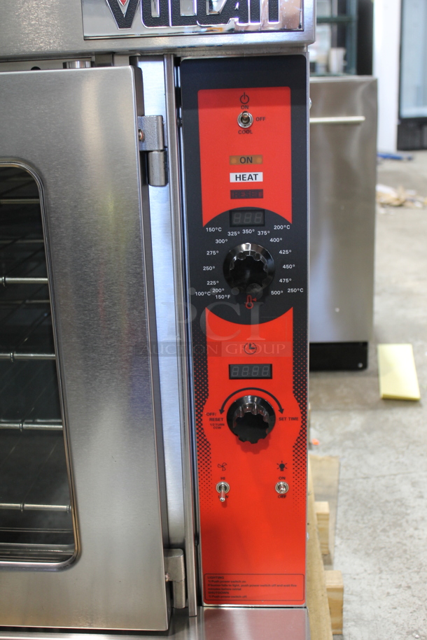 BRAND NEW SCRATCH AND DENT! Vulcan VC5GD-21D1Z Stainless Steel Commercial Gas Powered Full Size Convection Oven w/ View Through Doors, Metal Oven Racks and Thermostatic Controls. Does Not Come w/ Legs. - Image 3 of 6