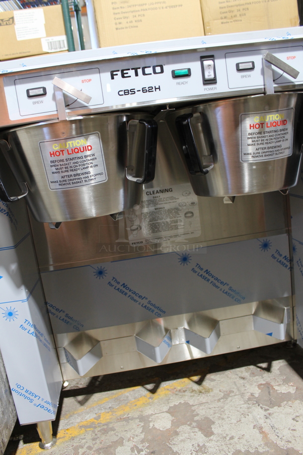 BRAND NEW SCRATCH AND DENT! Fetco CBS-62H Stainless Steel Commercial Countertop Double Coffee Machine w/ Hot Water Dispenser and 2 Metal Brew Baskets. Does Not Come w/ Satellites. 120/208-240 Volts, 1 Phase.  - Image 4 of 8