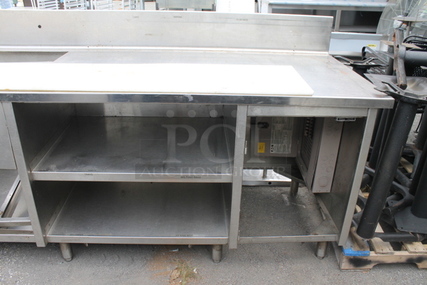 Stainless Steel Commercial Table w. Back Splash and Under Shelves. - Image 3 of 6