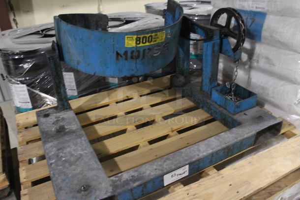 Morse Blue Metal Commercial 800 Pound Capacity Drum Barrel Stand. BUYER MUST REMOVE. - Image 2 of 6