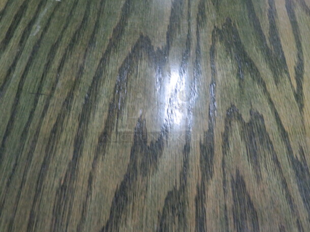 One Wooden Table Top In A Green Finish On A Pedestal Base. 42X32X29 - Image 2 of 2