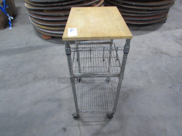 One Metro Shelf Cart With Wooden Top And 2 Metro Shelves, On Casters. 21X15X34 - Image 2 of 2