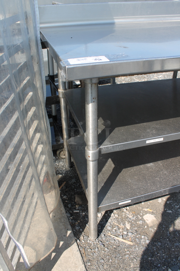 Stainless Steel Commercial Table w/ Back Splash and 2 Under Shelves. - Image 4 of 5