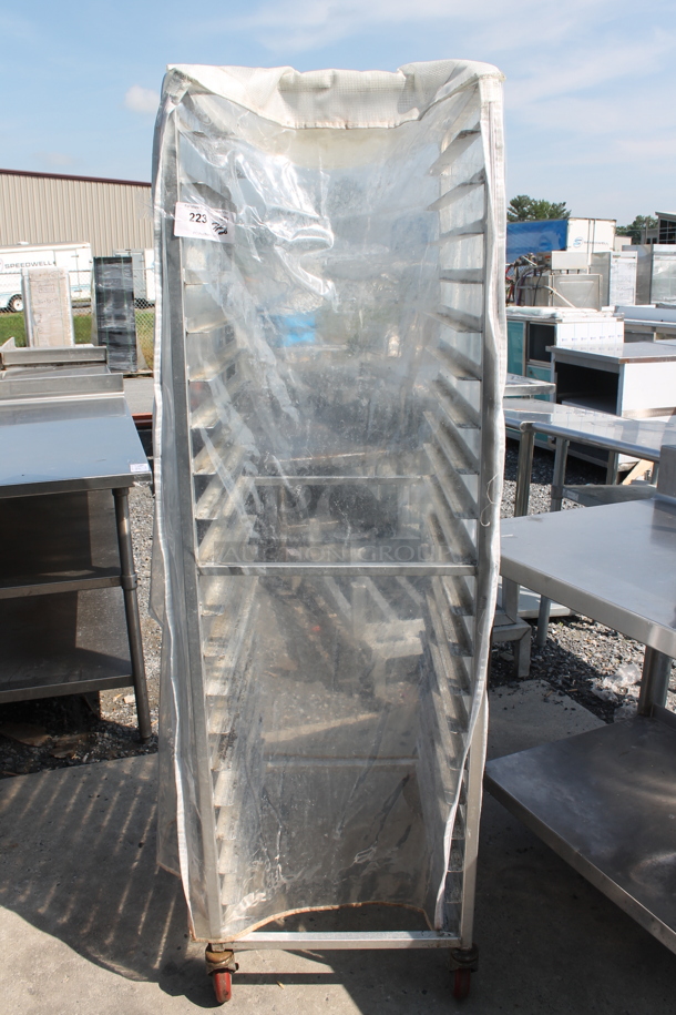 Metal Commercial Pan Transport Rack w/ Clear Poly Cover on Commercial Casters. - Image 1 of 5