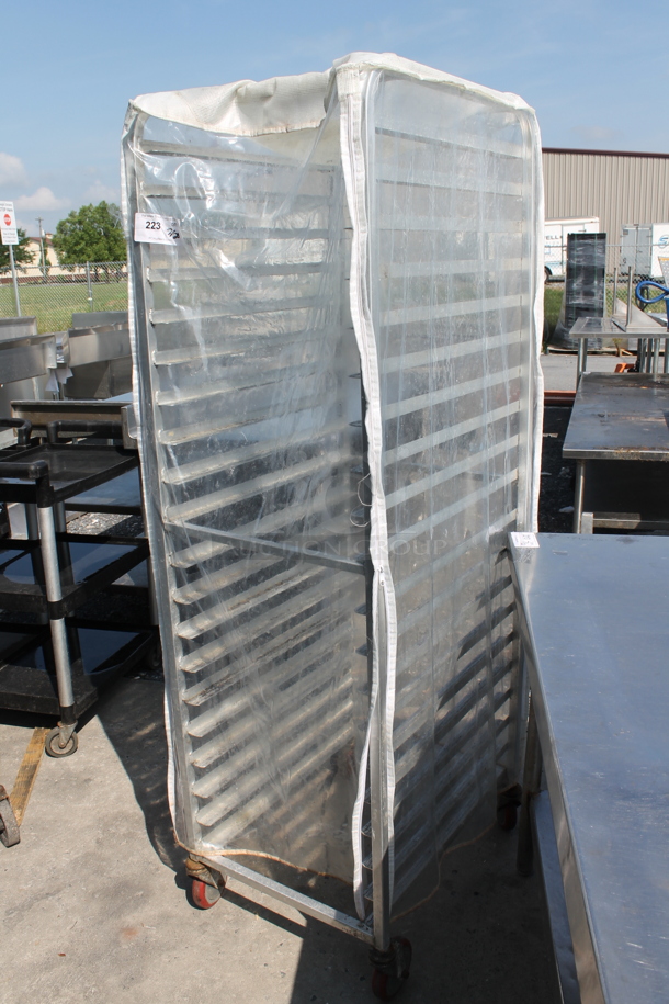 Metal Commercial Pan Transport Rack w/ Clear Poly Cover on Commercial Casters. - Image 3 of 5