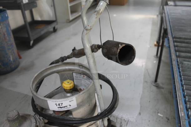 ALL ONE MONEY! Lot of 2 Metal Propane Gas Tanks and 1 Tank Dolly - Image 4 of 5