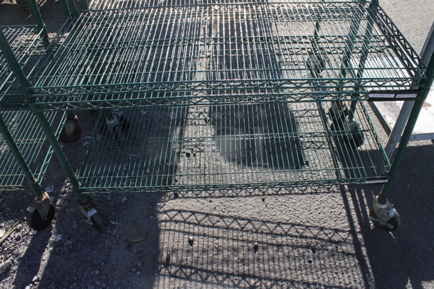 Green Finish 5 Tier Wire Shelving Unit on Commercial Casters. BUYER MUST DISMANTLE. PCI CANNOT DISMANTLE FOR SHIPPING. PLEASE CONSIDER FREIGHT CHARGES. - Image 2 of 2