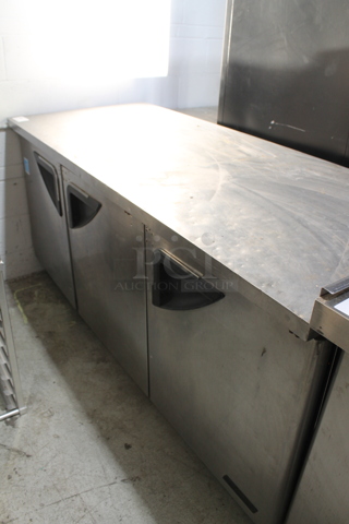 Turbo Air TUR-72SD Stainless Steel Commercial 3 Door Undercounter Cooler. 115 Volts, 1 Phase. Cannot Test Due To Cut Power Cord