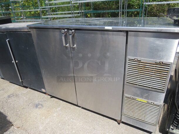 One WORKING Glas Tender 2 Door Back Bar Cooler With 2 Racks On Casters. Model# ND52-R1-SS. 115 Volt. 52X25X39.5 - Image 1 of 2
