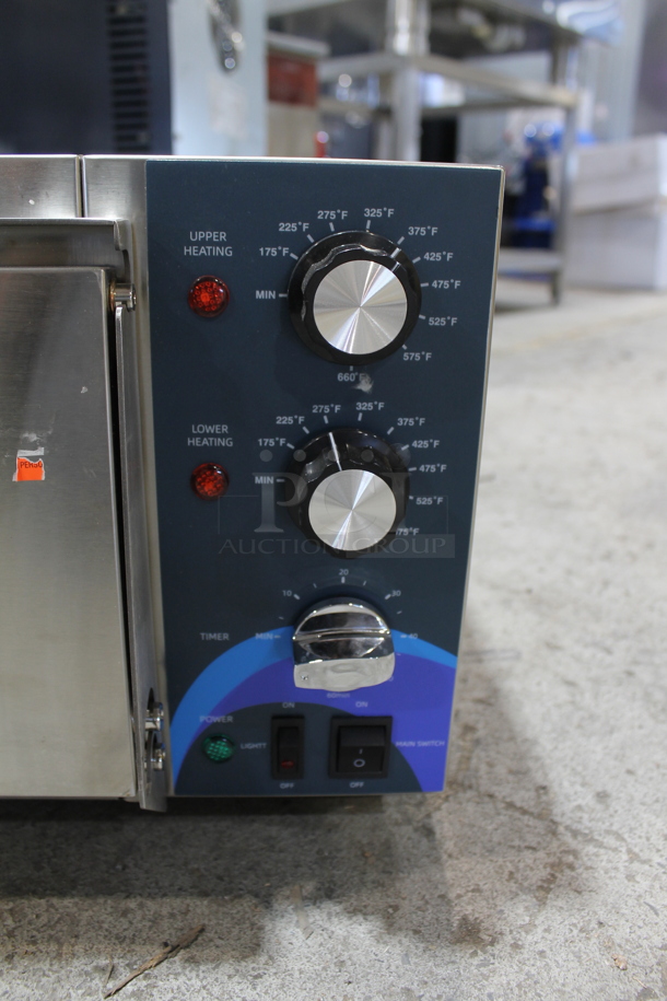 BRAND NEW SCRATCH AND DENT! 2023 Hoocoo CMO-1 Stainless Steel Commercial Countertop Electric Powered Pizza Oven w/ Cooking Stone. 120 Volts, 1 Phase. Tested and Working! - Image 2 of 5
