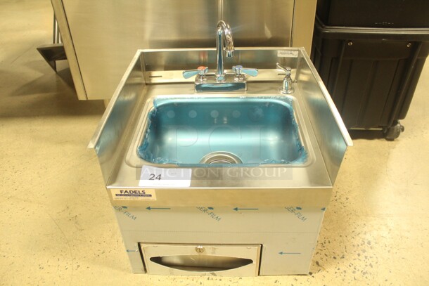 NEW! Advance Tabco Model 7-PS-42 Commercial Stainless Steel Recessed Hand Sink With Faucet And Towel Dispenser. 19x17.75x21