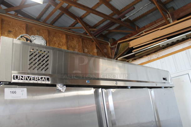 Universal RIFI-81 Stainless Steel Commercial 3 Door Reach In Cooler w/ Poly Coated Racks. Cannot Test Due To Missing Power Cord - Image 3 of 9