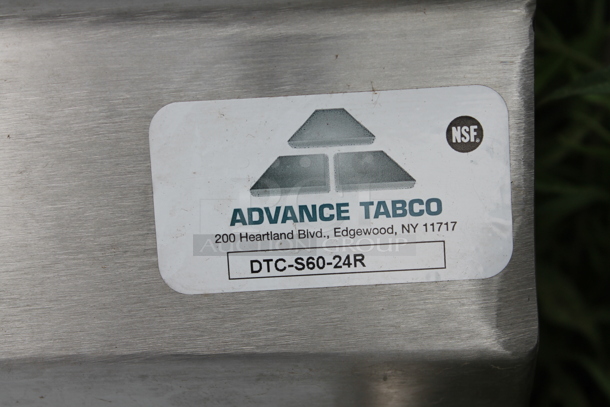 BRAND NEW SCRATCH AND DENT! Advance Tabco Stainless Steel Commercial Right Side Clean Side Dishwasher Table w/ Legs. - Image 4 of 5