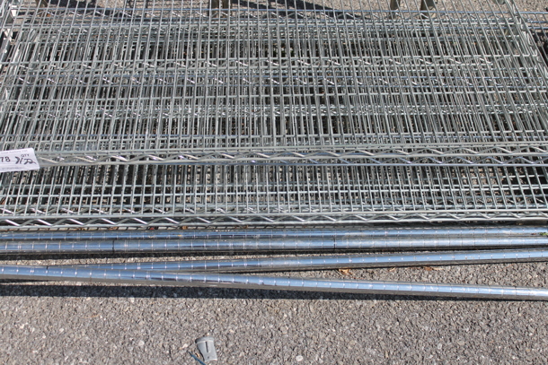 ALL ONE MONEY! Lot of Chrome Finish Wire Shelves and 4 Chrome Finish Poles. - Image 2 of 2