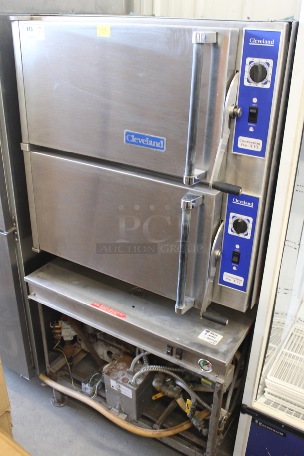 Cleveland 36CGM16300 Commercial Stainless Steel Natural Gas Convection Steamer On Galvanized Legs. 300,000 BTU. 