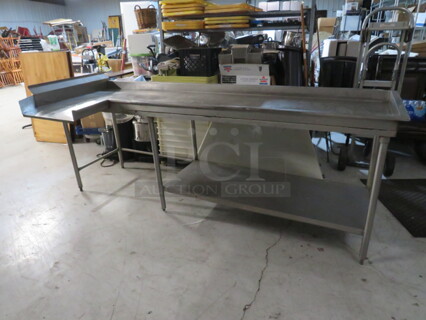 One Stainless Steel Clean Side Dish Table, With A Stainless Steel Under Shelf. 104X42X41.