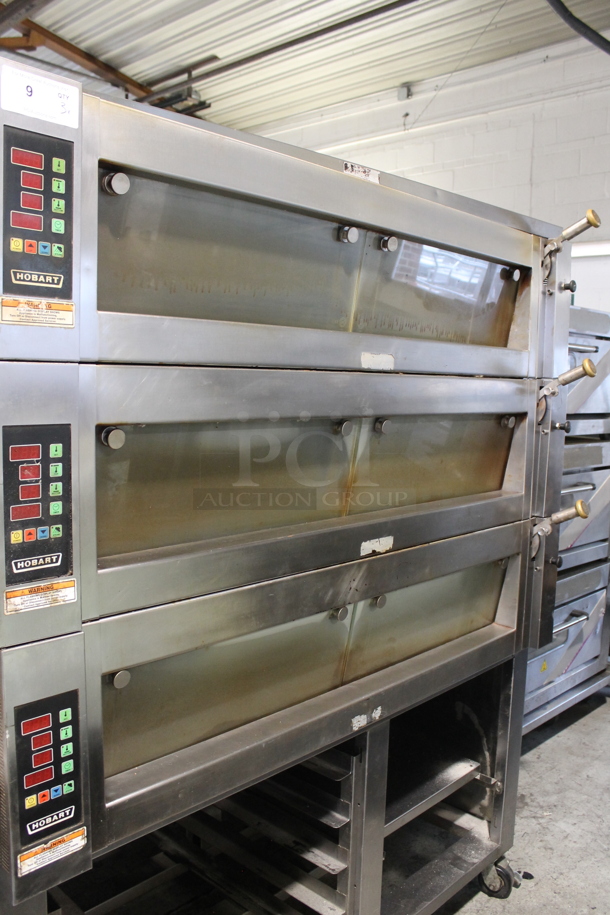 Hobart HWD03D Stainless Steel Commercial Electric Powered Triple Deck Bakery Oven on Pan Rack w/ Commercial Casters. 208 Volts, 3 Phase.  - Image 2 of 11