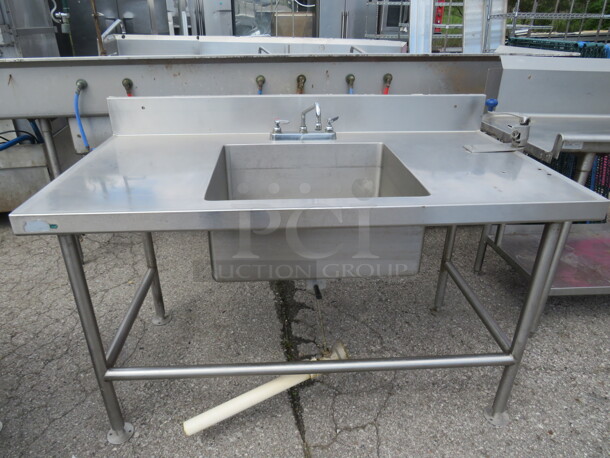 One Stainless Steel 1 Compartment Sink With Faucet R/L Drain Board, Back Splash And 10lb Can Opener. 60X32X40