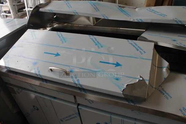 BRAND NEW SCRATCH AND DENT! 2023 Avantco 447APST72 Stainless Steel Commercial Sandwich Salad Refrigerated Prep Table Bain Marie Mega Top. Comes w/ Commercial Casters. 115 Volts, 1 Phase. Tested and Working! - Image 5 of 10