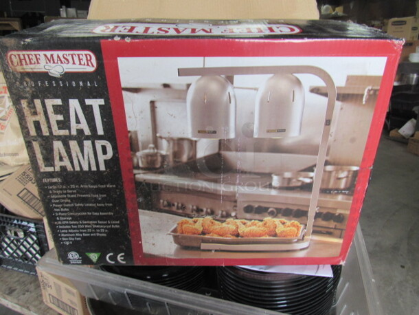 One NEW Chef Master 2 Bulb Heat Lamp Food Warmer. 120 Volt. 15X13X21