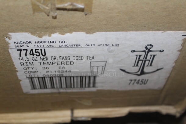 NEW IN BOX! 1 Box (36 Count) Anchor Hocking 14.5oz New Orleans Iced Tea Glasses. 36X Your Bid!  - Image 2 of 2