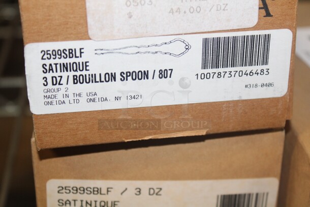 NEW IN BOX! 2 Boxes Oneida Satinque Bouillon Spoons. 2X Your Bid!  - Image 2 of 2