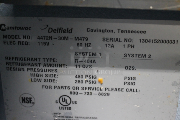 2013 Delfield 4472N-30M-M479 Stainless Steel Commercial Prep Table on Commercial Casters. 115 Volts, 1 Phase. Tested and Powers On But Does Not Get Cold - Image 8 of 8