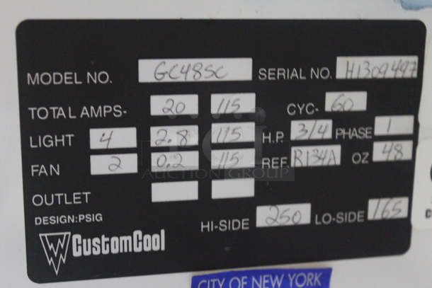 BRAND NEW SCRATCH AND DENT! CustomCool GC48SC Metal Commercial Floor Style Open Grab N Go Merchandiser w/ Metal Shelves. 115 Volts, 1 Phase. Tested and Powers On But Does Not Get Cold
 - Image 7 of 7