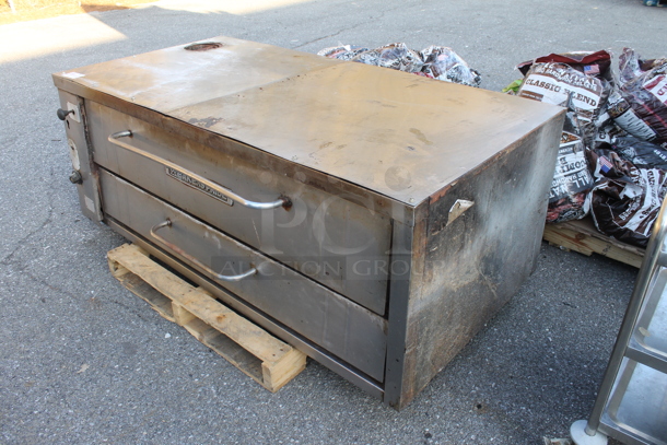 Bakers Pride Stainless Steel Commercial Natural Gas Powered Single Deck Pizza Oven.  - Image 2 of 6