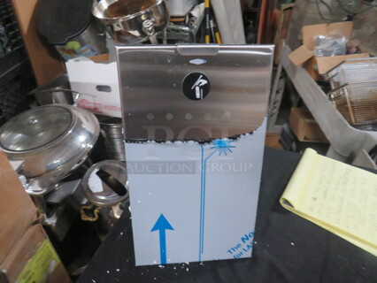 One NEW Bobrick Stainless Steel Trash Receptacle. #B-3513. 8X5X14