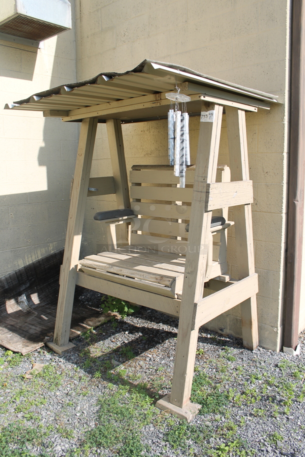 Wooden Bench w/ Roof. BUYER MUST REMOVE. (outside) - Image 2 of 6