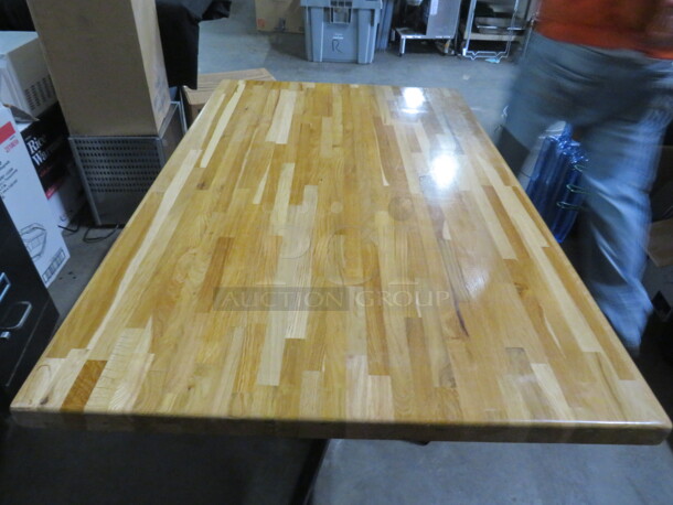 One BEAUTIFUL 1.5 Inch Thick Solid Wooden Butcher Block Table. TABLETOP ONLY! NO BASE! 48X30. This Table Top Looks Brand NEW! - Image 1 of 3