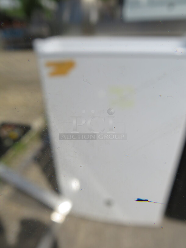 One WORKING GE 1 Door Refrigerator With 2 Shelves. 115 Volt. Model# GMR04GAEBWW. 19.5X21X34 - Image 1 of 2