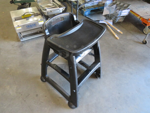 One Black Poly High Chair On Casters. - Image 2 of 2
