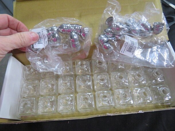 One Lot Of 24 NEW 1/2oz Mini Cube Salt/Pepper Shakers. 
