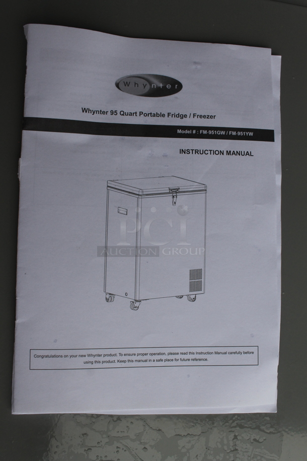 BRAND NEW SCRATCH AND DENT! Whynter FM-951GW 95 Quart Portable Wheeled Refrigerator/Freezer with Door Alert and 12v Option. 115 Volts, 1 Phase. Tested and Working! - Image 6 of 7