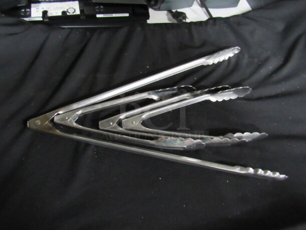 Assorted Size Stainless Steel Tongs. 4XBID