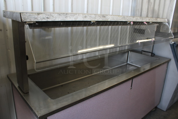 Stainless Steel Commercial Refrigerated Serving Buffet Station w/ Sneeze Guard on Commercial Casters. 115 Volts, 1 Phase. 74x28x56. Tested and Working! - Image 2 of 5
