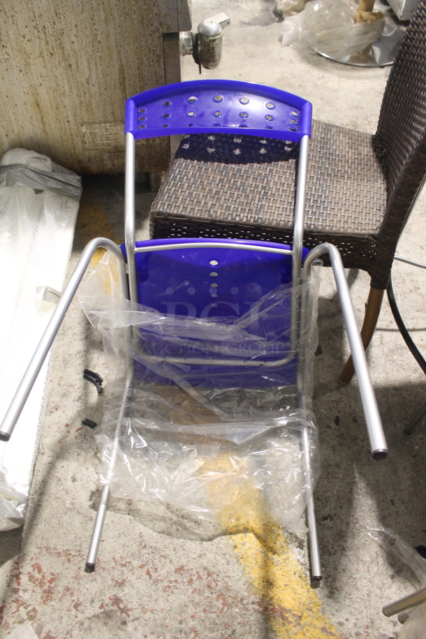 4 BRAND NEW! Blue Poly Dining Height Chairs w/ Metal Frame. Stock Picture - Cosmetic Condition May Vary. 4 Times Your Bid! - Image 6 of 6