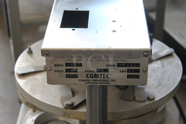 Comtec 1100 Metal Commercial Countertop Hydraulic Pie Press. 120 Volts, 1 Phase. Tested and Working! - Image 4 of 4