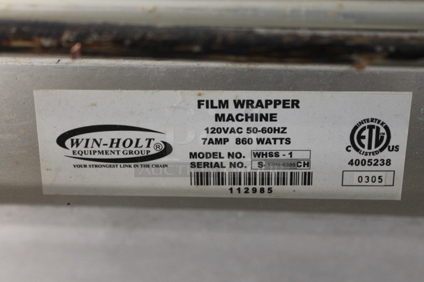 Win-holt WHSS-1 Stainless Steel Commercial Countertop Film Wrapper Machine. 120 Volts, 1 Phase. Tested and Working! - Image 2 of 4