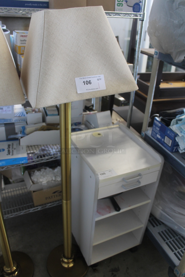 Gold Finish Metal Floor Style Lamp w/ Lamp Shade. - Image 2 of 3