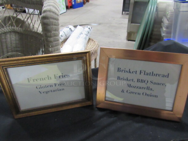 8.5X6.5 Gold Framed Food Markers For A Buffet. 13XBID - Image 1 of 1