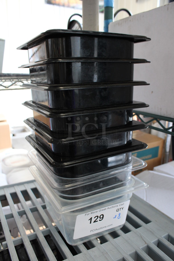 ALL ONE MONEY! Lot of 8 Black and Clear Poly 1/6 Size Drop In Bins! 1/6x4 - Image 2 of 2