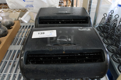 2 Georgia Pacific SofPull Black Poly Wall Mount Paper Towel Dispensers. 13x7x11. 2 Times Your Bid!