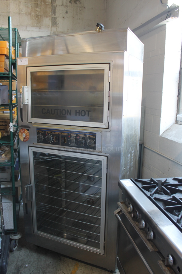 Nu Vu SUB-123 Stainless Steel Commercial Electric Powered Oven Proofer on Commercial Casters. 208 Volts, 3 Phase. 