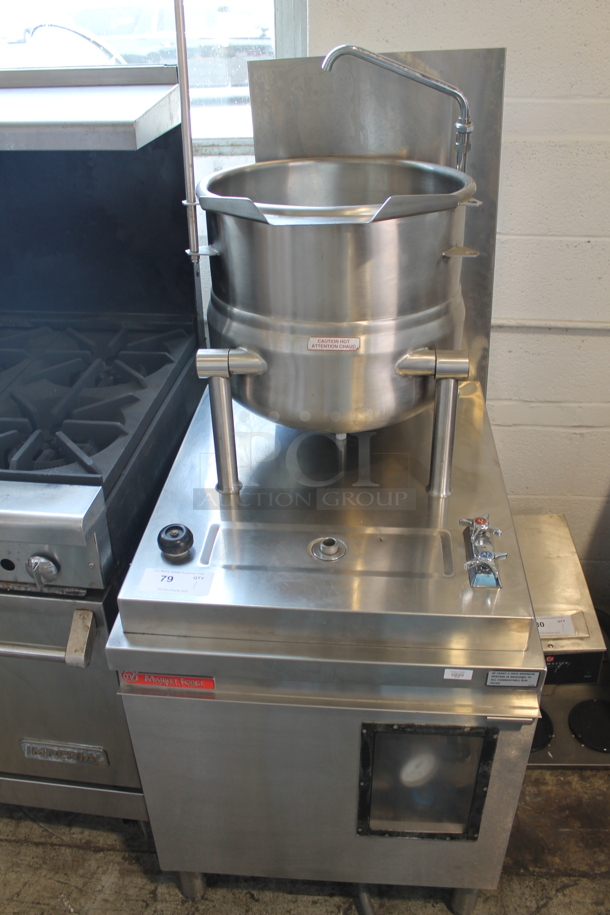 Market Forge M24G200A Stainless Steel Commercial Floor Style Natural Gas Powered Tilting Kettle. 200,000 BTU.
