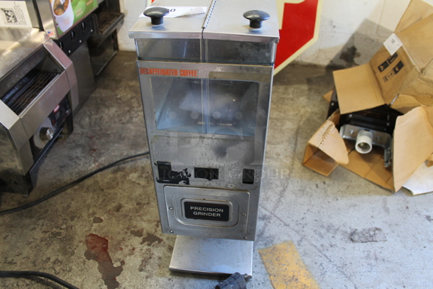 Bunn G92 HD Stainless Steel Commercial Countertop Coffee Bean Grinder. 120 Volts, 1 Phase. Tested and Powers On, Left Side Is Working But Right Side Parts Do Not Move - Image 1 of 8