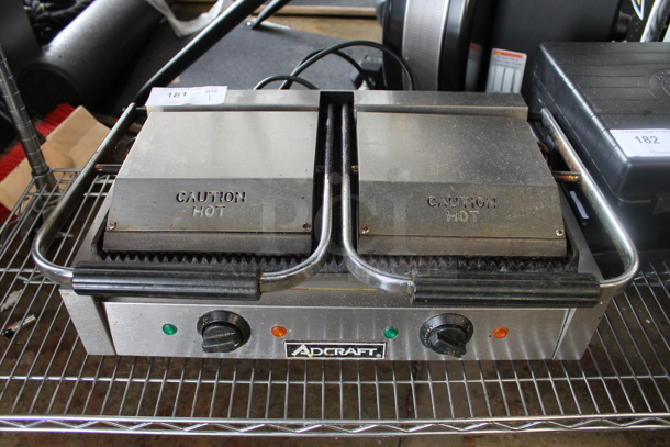 Adcraft Stainless Steel Commercial Countertop Panini Press. 115 Volts, 1 Phase. Tested and Powers On; Left Side Works But Right Side Does Not Get Hot - Image 1 of 3